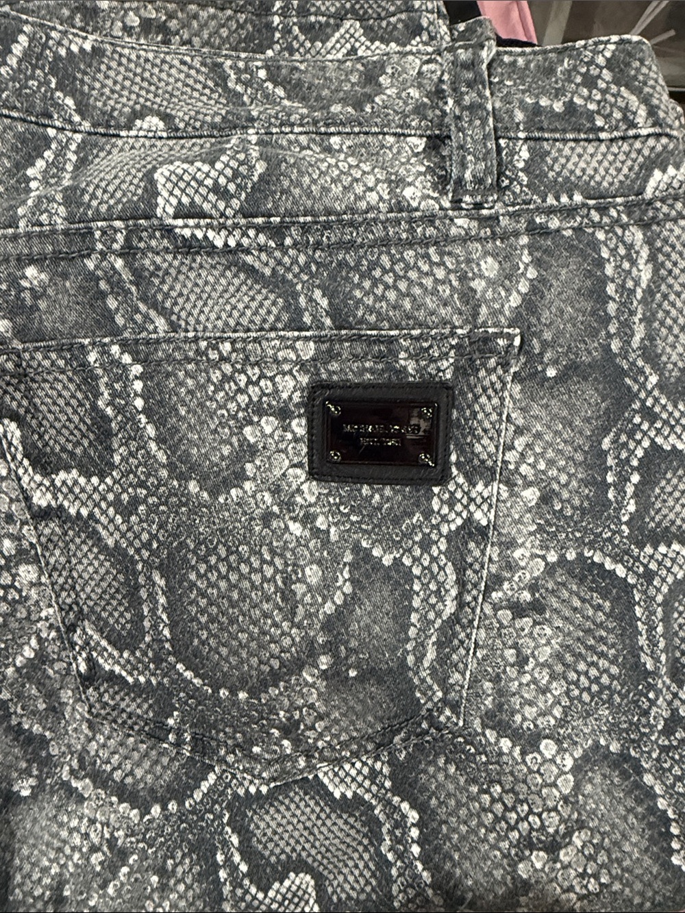 Michael Kors Black and Gray Snakeskin Print Jeans